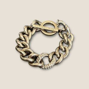 Victorias Secret Gold-Tone Chain Bracelet With Rhinestone Accent 8 Inches